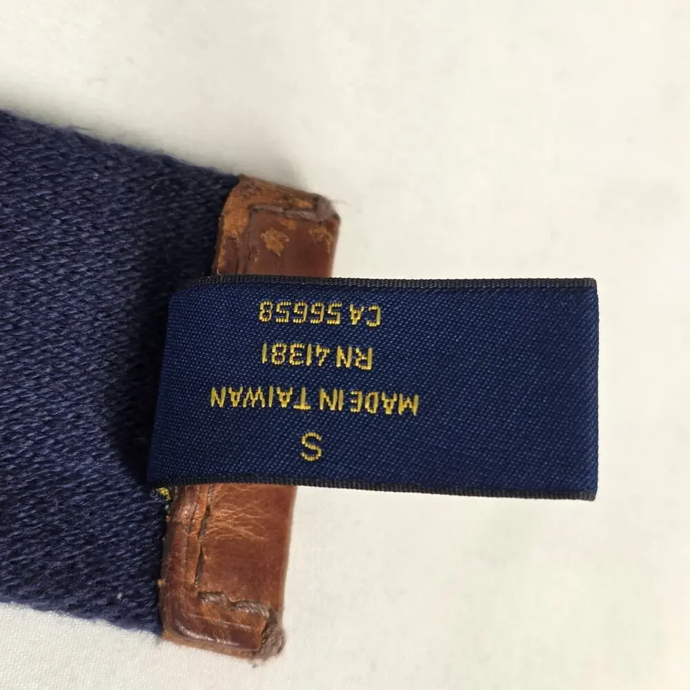 POLO RALPH LAUREN CANVAS & LEATHER BELT – NAVY / BROWN – SIZE S –  VINTAGE 90's